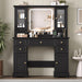 Makeup Vanity Desk with Mirror and Lights, Farmhouse Vanity Table Set with 6 Drawer&Charging Station, Makeup Desk with RGB Cabinets, Black Vanity with Lighted Mirror for Girls Women, 3 Light Modes