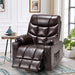 Large Power Lift Recliner for Elderly Heavy Duty Faux Leather Electric Lift Chair with Heated Vibration Massage in Brown