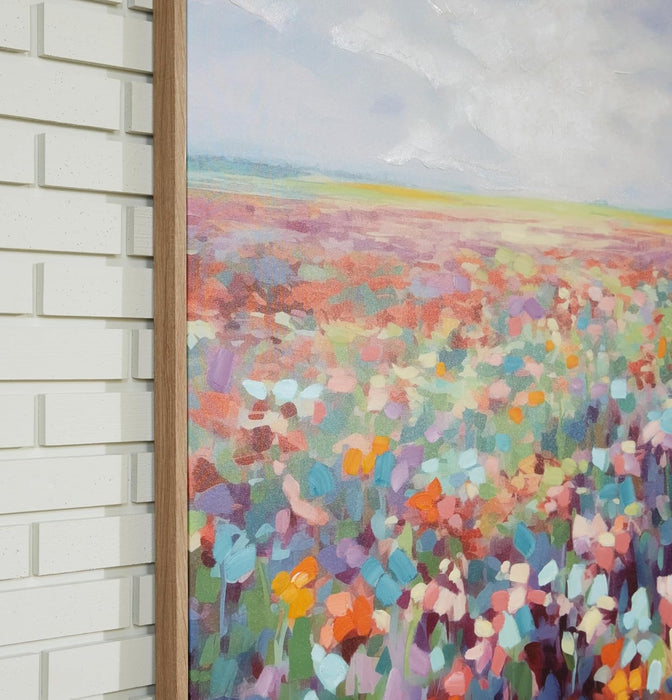 Sethford Classic Hand Painted Flower Wall Art 48 X 48 Inches, Blue & Orange