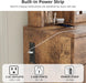 Makeup Vanity Desk with Mirror, Vanity Table with Power Outlet and Storage Chair, Modern Dressing Table with Drawers and Shelves for Bedroom, Brown