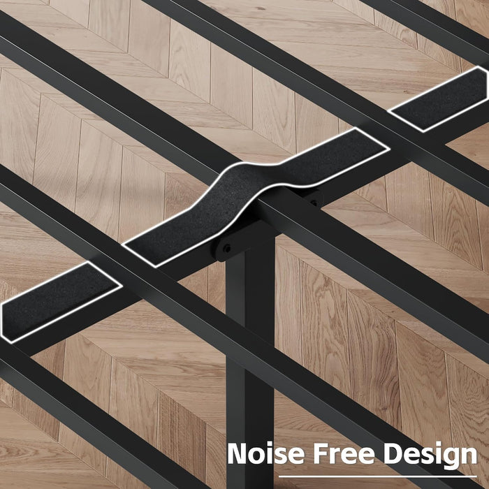 Queen Bed Frame with Headboard PU Leather Upholstered Bed Frame Platform,All Metal Slats Support Platform Bed Frame with Storage Space,Easy Assembly,Noise Free,No Box Spring Needed,Black