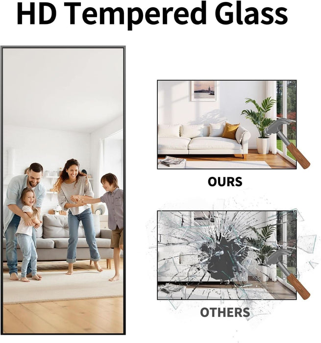 78"X35" Floor Mirror Full Length - Standing Mirror with Aluminum Alloy Frame, Large Body Mirror for Bedroom, Living Room, Wall Mounted or Leaning