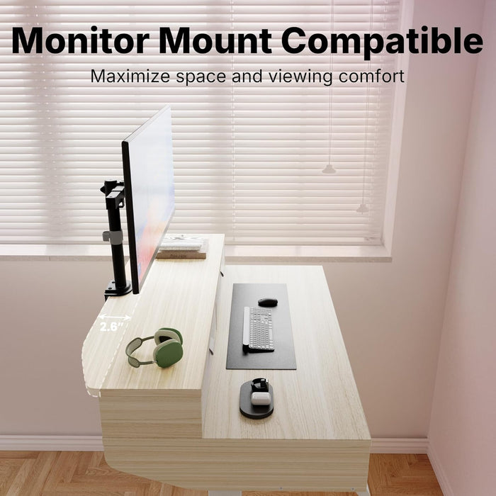 32 X 20 Inch Electric Standing Desk with 4 Drawers, Adjustable Height Sit Stand Home Office Desk, C-Clamp Mount Compatible, Ergonomic Stand up Desk with 4 Preset Heights, Natural
