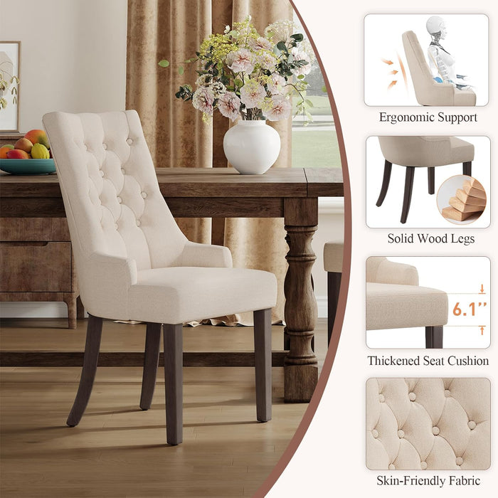 Wingback Dining Chairs Set of 4, Beige