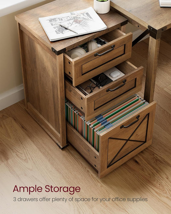 3-Drawer Farmhouse Filing Cabinet with Printer Stand