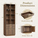 73'' Fluted Bookshelf with Doors and 2 Drawers, Black Walnut
