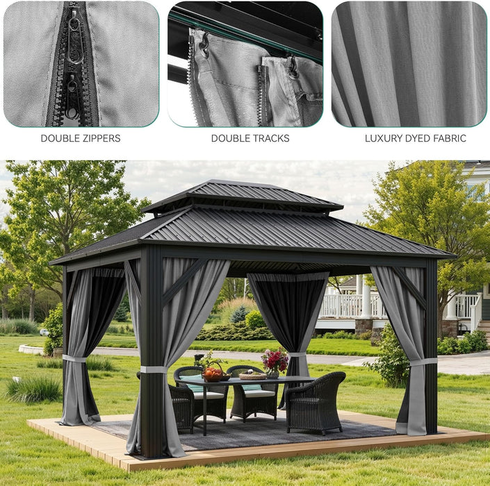 12x14 Ft Gazebo UVResistantCoating Galvanized Steel Outdoor
