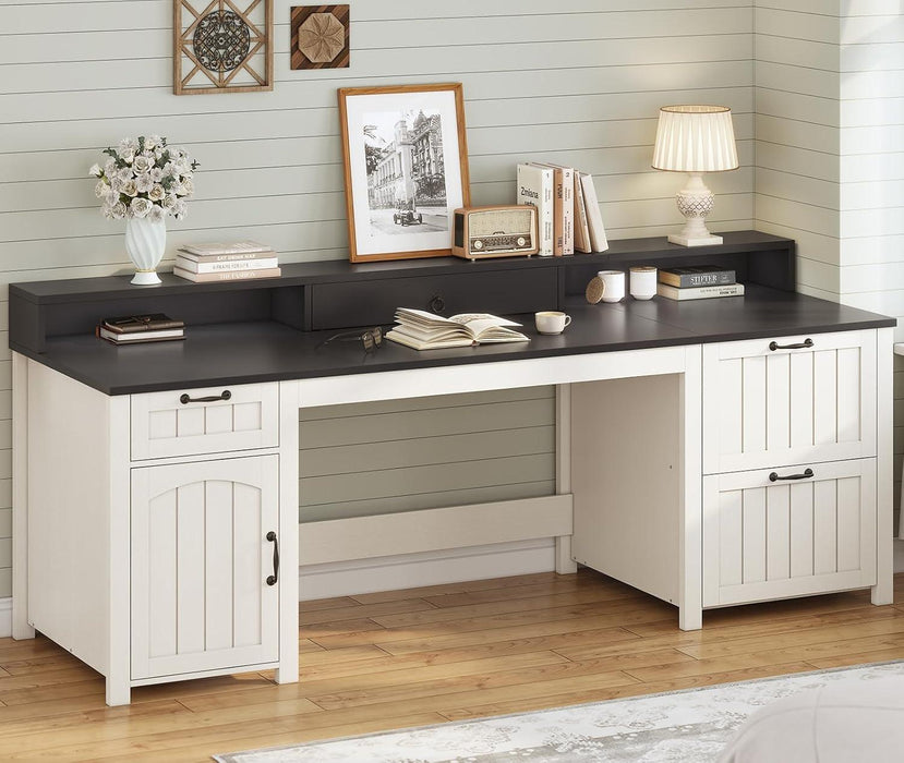 63InchWide White SolidWood Executive Desk With Drawer