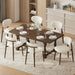 Upholstered Dining Chairs Set of 6 with Curved Back, Beige