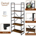 2 Pieces 5 Tiers Bookshelf, Classically Tall Bookcase Shelf, Industrial Book Rack, Modern Book Holder in Bedroom/Living Room/Home/Office, Storage Rack Shelves for Books/Movies-Rustic Brown