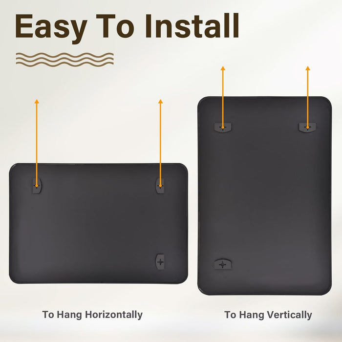 40x30 Inches Black Aluminum Framed Bathroom Mirror