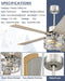Farmhouse Ceiling Fans, 48 Inch Industrial Ceiling Fan with Light and Remote Control, Clear Glass, 5-Reversible Blades with Gray Oak/Burlywood Finish, 52-YJ632-BN