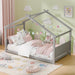 Grey 81InchLength Solid Pine TwinHouseBed Montessori