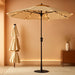 9FT 3-Tier Solar Patio Umbrella Heavy Duty, Vented Market Table Umbrella Windproof with 32 LED Lights, UPF50+, 5-Year Fade Resistant, 8 Thicker Ribs for Pool, Lawn, Garden, Deck (Beige,No Base)