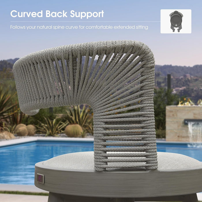 Outdoor Swivel Counter Stools Set of 2 with Back Light Grey