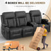 3 Seat Recliner Sofa, Large Reclining Sofa with Storage Console, Manual Reclining Chair with USB Ports, 2 Cell Phone Holder, 3 Seater Loveseat Recliner Couch for Living Room
