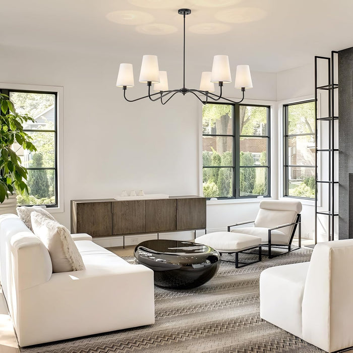 47 Inch MatteBlack Chandelier 6 Light LivingRoomDecor