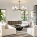 47 Inch MatteBlack Chandelier 6 Light LivingRoomDecor