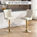 Swivel Gold Bar Stools Set of 2, Velvet Adjustable Barstools with Tufted Back, Nailheads Trim and Pull Ring, Counter Height Upholstered Bar Chairs for Kitchen Island Restaurant Home (Cream-Gold)
