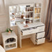 Vanity Desk with Makeup Mirror and Light, Makeup Dressing Table with 4 Drawers and Cushioned Stool for Bedroom, White Dressing Desk for Bedroom
