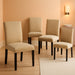 Dining Chair Fabric Parson Chair Modern Stylish Upholstered Kitchen Living Room Padded Chair Armless Side Chair with Solid Wood Legs Set of 4, Khaki