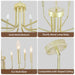 Gold Chandelier, 8-Light Farmhouse Chandeliers for Dining Room, Gold Candle Chandelier Light Fixtures for Kitchen, Living Room, Foyer, Entryway