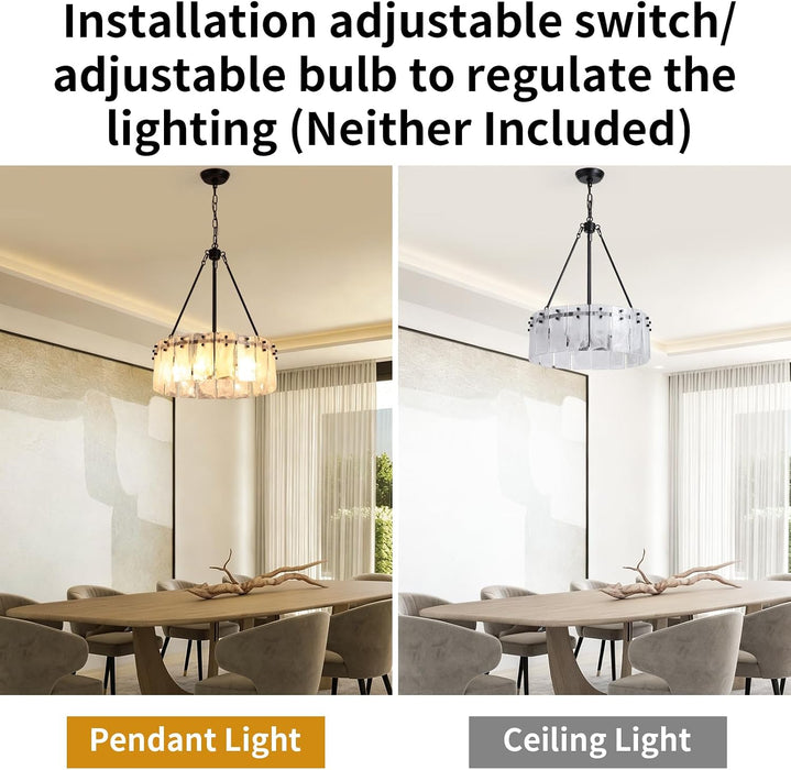 JetBlack CrystalGlass Drum Chandelier Light Luminaire