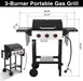 Propane Gas Grill with Folding Side Tables, 3-Burner Gas Grill with Cast Iron Grates and Stainless Steel Griddle Pan, Outdoor BBQ Grill Portable with Wheels 30000 BTU Output