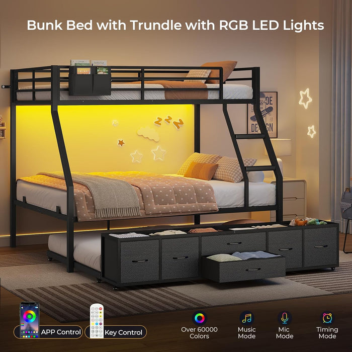 IndustrialGradeMetal Twin Over Full Bunk Bed Black
