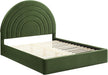 Solana Full Size Performance Velvet Platform Bed in Moss Green – Upholstered Double Bed Frame with Soft Arch Shaped Padded Headboard – Plinth Base Platform Bed Frame