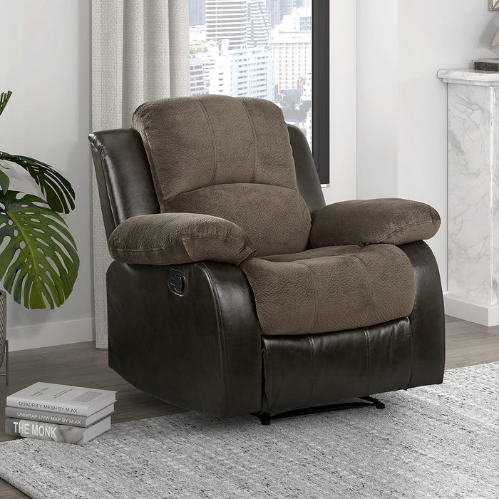 Manual Recliner Loveseat - Black Faux Leather