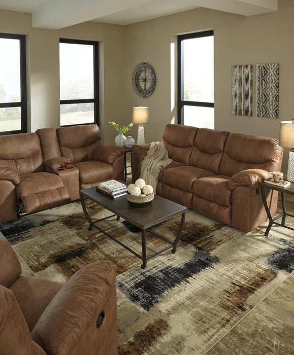 Brown Faux Leather Recliner Loveseat