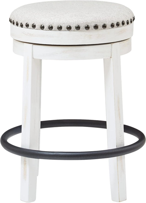 Valebeck 24" Counter Height Upholstered Swivel Stool, White & Black