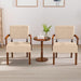Beige Oversized Accent Armchairs With Walnut Table