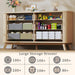 55" Wide Fluted 6 Drawers Dresser for Bedroom, Mid Century Modern Dresser & Chests of Drawers, Curved Profile Design, Dressers TV Stand, Wood Storage for Hallway, Entryway, Oak