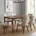 Mid-Century Modern Walnut Color Dining Table, 63" Rectangular Kitchen Table with Solid Wood Legs, Curved Edges, 6-Person Table for Dining Room Living Room Kitchen