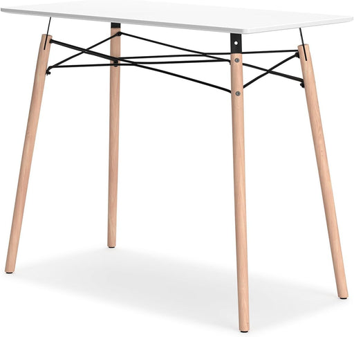 Signature Design by Ashley Jaspeni Industrial Home Office Desk, Painted White Top, Black Metal Framework, Wood, 36" W X 18" D X 29.75" H, White & Light Brown
