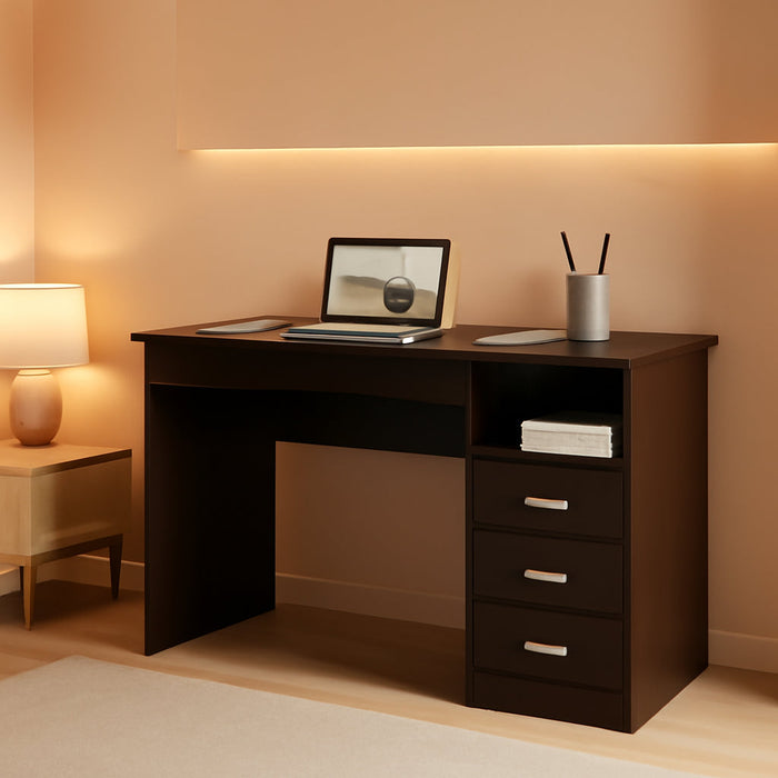 Classic Computer Desk with Multiple Drawers, 29.5" X 23.6" X 51.2", Wenge