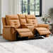 Power Loveseat Recliner Sofa for Adults, Breathable Faux Leather Double Reclining Loveseat Sofa with Console, Cup Holders and Hidden Storage, Electric Daul Recliner for Living Room, Brown