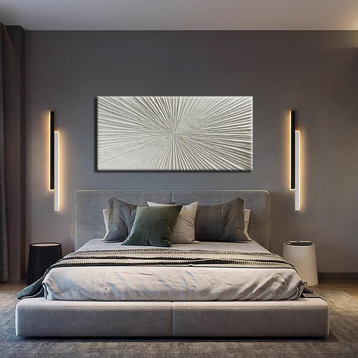 - White Thick Texture Abstract Wall Art Oil Painting Hand-Painted Minimalist Modern Art Paintings Home Living Room Room Dining Room Bedroom Wall Decorative Art Oil Painting 24X48Inch