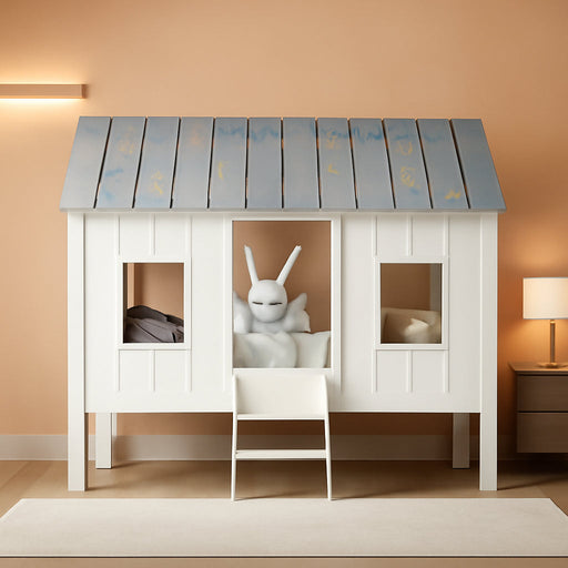 Twin Size White Loft Bed With Windows