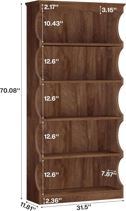 70 Inches Tall DisplayBookcase Featuring Curved Edges