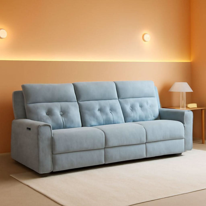 Wll Hugger Power Double Reclining Sof, Microfiber Home Theter Seting, Chrging Ports/Hidden Cup Holders/djustble Hedrest/Dimond Tufting, Power Recliner Couch for Living Room, Gry