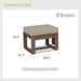 Natural Cedar Outdoor Patio Ottomans with Removable Cushions, Set of 2, Real Wood Footrests for Deck, Porch, Balcony, and Backyard, Brownish/Beige