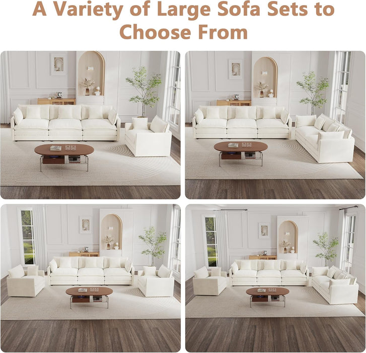 Beige Chenille 111.5 Inches Modular Sectional Sofa