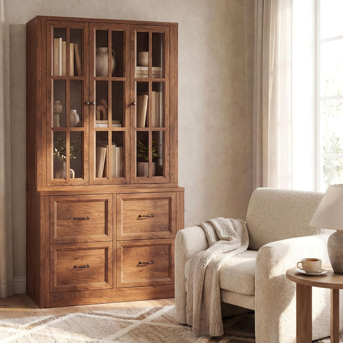 Four Drawer Filing Cabinet Distressed Oak StorageUnit