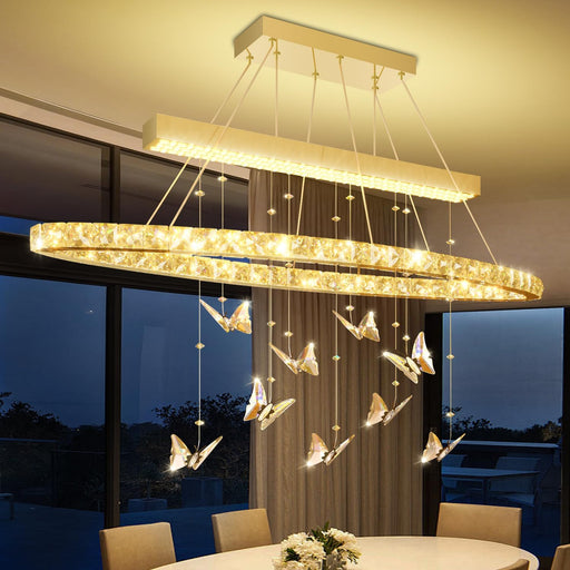 32 Inch Gold Crystal Butterfly Chandelier CeilingMount