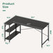 L Shaped Desk, 55 Inches Computer Desk with Reversible Storage Shelves, for Gaming Corner Home Office Writing Study, Metal Frame, Black