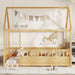 Natural Wooden Montessori Platform Bedstead With Fence