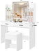 Small Vanity Desk with Mirror and Lights, Makeup Vanity with 2 Large Drawers and Stool, White Dressing Table for Girls Bedroom